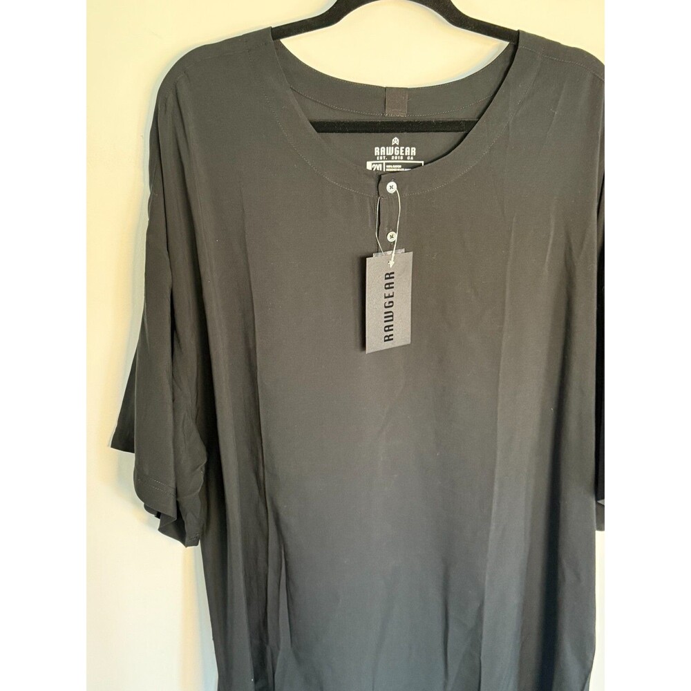Rawgear Loungewear Henley Shirt Women XL Black 100% Rayon Short Sleeves Top NWT - Picture 2 of 5